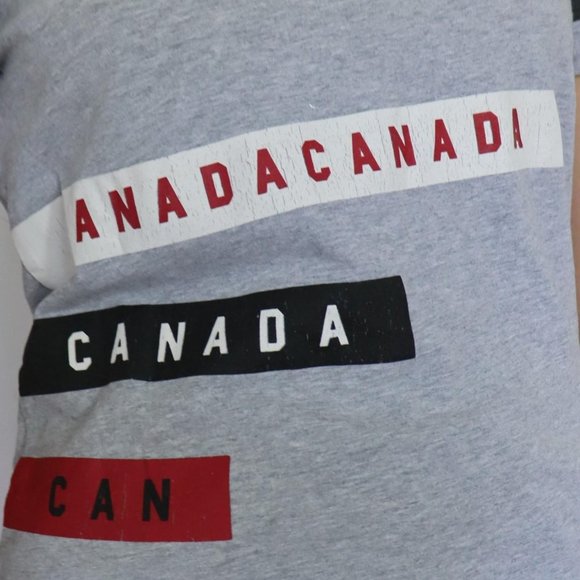 Drake General Store white black red Canada grey graphic tee with black stripes o - Picture 3 of 4